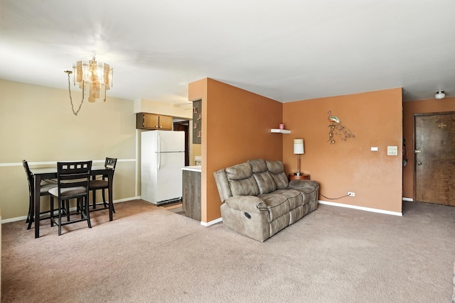 18205 Hart Dr Unit 2B, Homewood, IL 60430 - carpeted living area with a chandelier and baseboards