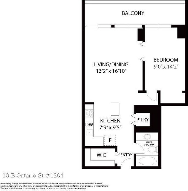10 E Ontario St Unit 1304, Chicago, IL 60611 - view of property floor plan