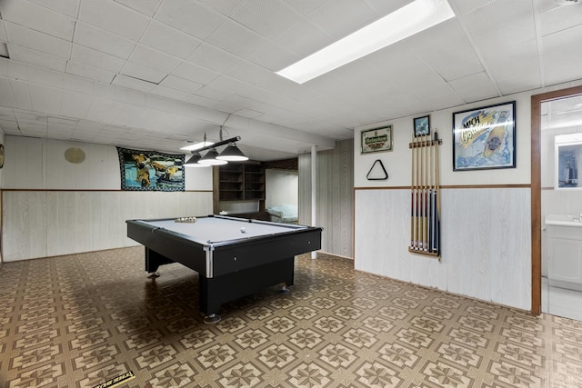 2306 Webster Ave, Joliet, IL 60436 - rec room featuring pool table, a wainscoted wall, and wood walls