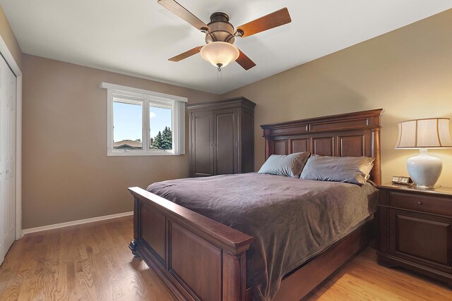 8941 Timothy Ct, Orland Park, IL 60462 - bedroom with light wood-type flooring and a ceiling fan
