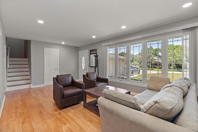8941 Timothy Ct, Orland Park, IL 60462 - living area featuring recessed lighting, stairs, and light wood-style floors