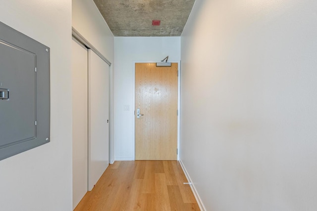 611 S Wells St Unit 2301, Chicago, IL 60607 - corridor with electric panel and light wood finished floors