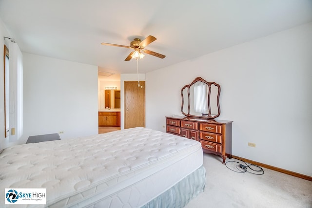 10825 Kathleen Ct Unit D, Palos Hills, IL 60465 - bedroom featuring light colored carpet, a ceiling fan, and ensuite bathroom