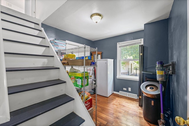 501 N Center St, Colfax, IL 61728 - stairs featuring hardwood / wood-style flooring and baseboards