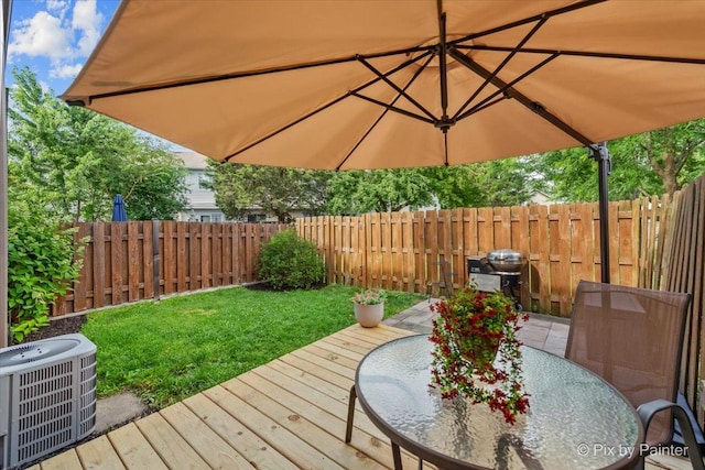 521 Nebraska Cir, Carol Stream, IL 60188 - wooden terrace featuring a fenced backyard, area for grilling, and outdoor dining space