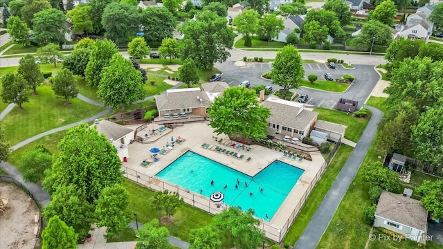 521 Nebraska Cir, Carol Stream, IL 60188 - aerial view of residential area with a pool