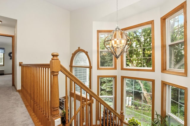 406 Kresswood Dr, Mchenry, IL 60050 - corridor with carpet, a chandelier, and an upstairs landing