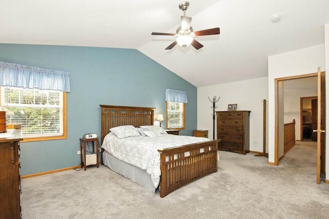 406 Kresswood Dr, Mchenry, IL 60050 - bedroom featuring lofted ceiling, carpet, and a ceiling fan