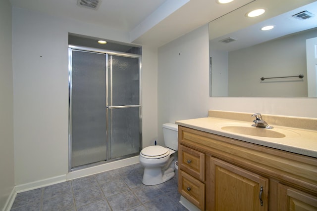 12532 Suffield Dr, Palos Park, IL 60464 - bathroom featuring vanity, a stall shower, tile patterned flooring, and recessed lighting