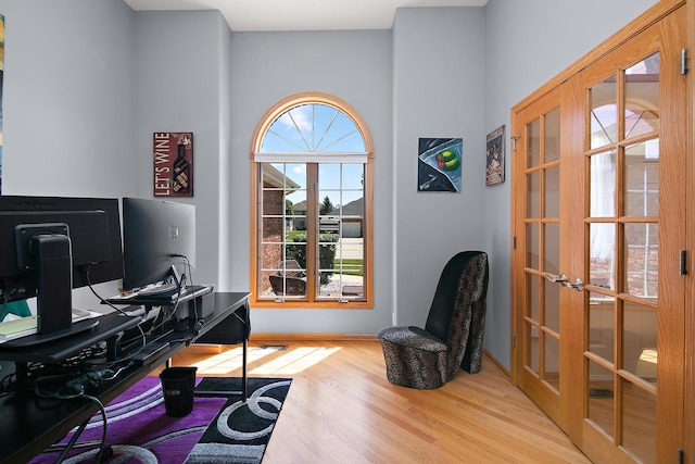 12532 Suffield Dr, Palos Park, IL 60464 - office space with french doors, wood finished floors, and a high ceiling