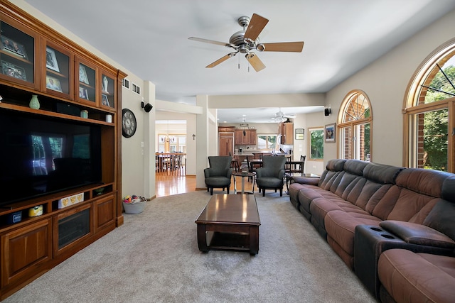 12532 Suffield Dr, Palos Park, IL 60464 - living room with a ceiling fan and light carpet