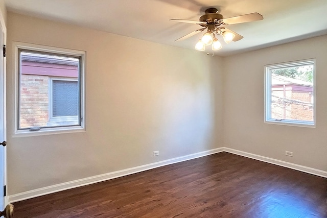 423 Edgewood Pl Unit 2, River Forest, IL 60305 - empty room featuring dark wood-style floors and ceiling fan