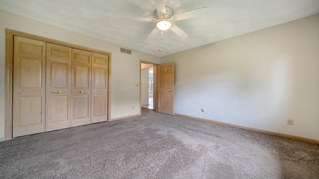 1126 Ingram Rd, Rockford, IL 61108 - unfurnished bedroom featuring carpet floors, a closet, and a ceiling fan