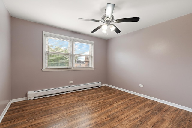 9815 Nottingham Ave Unit 201, Chicago Ridge, IL 60415 - spare room with a baseboard heating unit, wood finished floors, and a ceiling fan