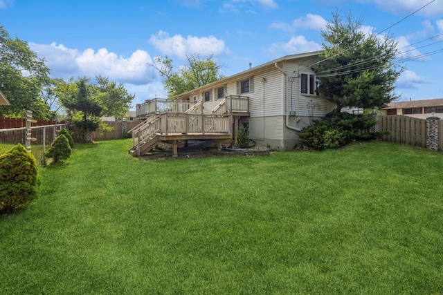 14772 Menard Ave, Oak Forest, IL 60452 - rear view of property featuring a fenced backyard, a wooden deck, and stairway