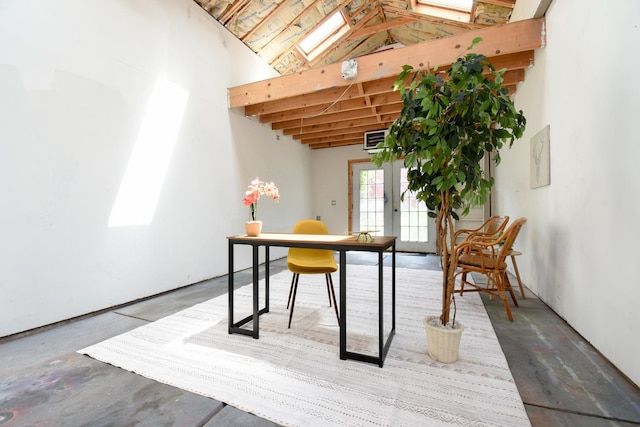125 S Ridgeland Ave, Oak Park, IL 60302 - home office with concrete flooring, high vaulted ceiling, and a skylight