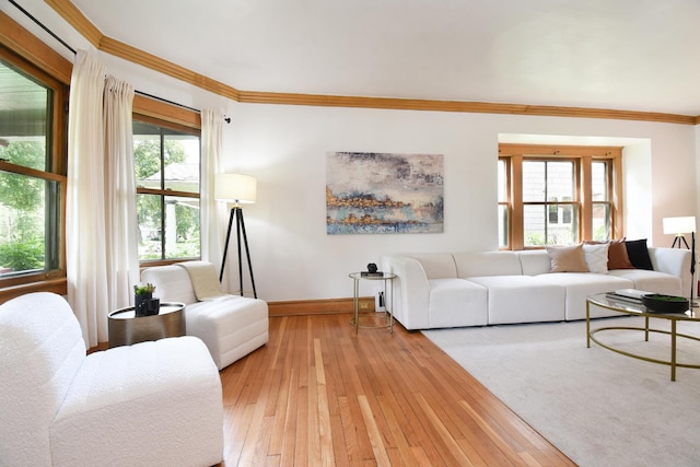 125 S Ridgeland Ave, Oak Park, IL 60302 - living room with hardwood / wood-style floors and crown molding