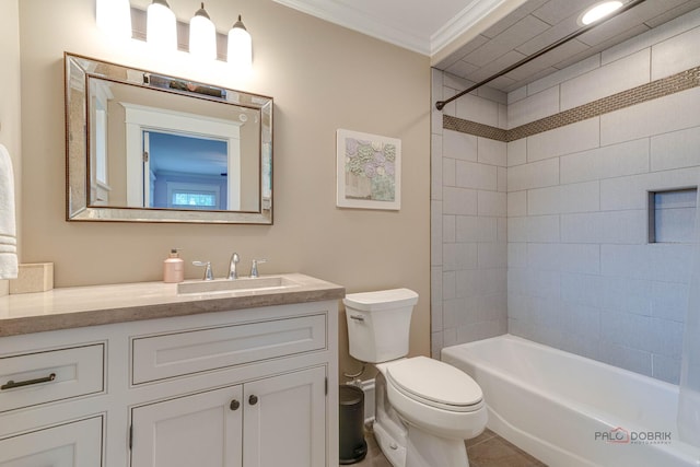525 Meadow Ln, Libertyville, IL 60048 - full bath with vanity, ornamental molding, shower / washtub combination, and tile patterned flooring