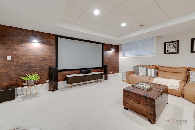 525 Meadow Ln, Libertyville, IL 60048 - carpeted cinema with wood walls and a raised ceiling