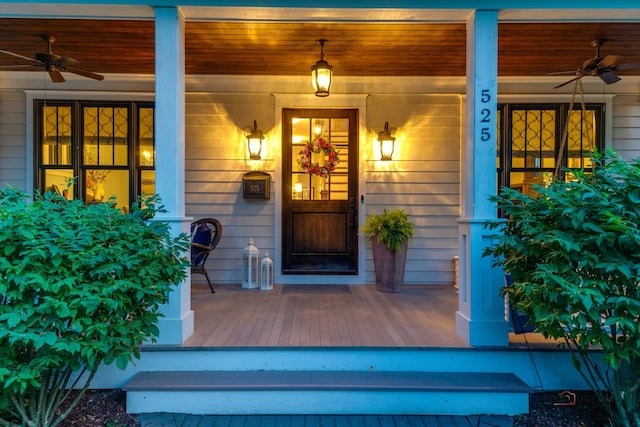 525 Meadow Ln, Libertyville, IL 60048 - view of exterior entry with ceiling fan and covered porch
