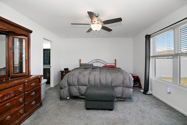 1867 Robert Dr, Bourbonnais, IL 60914 - bedroom featuring carpet floors, connected bathroom, and ceiling fan
