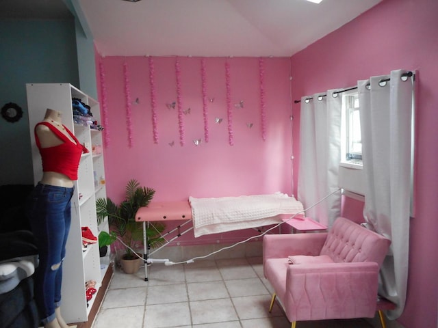 2820 W 36th St, Chicago, IL 60632 - bedroom with lofted ceiling and light tile patterned floors