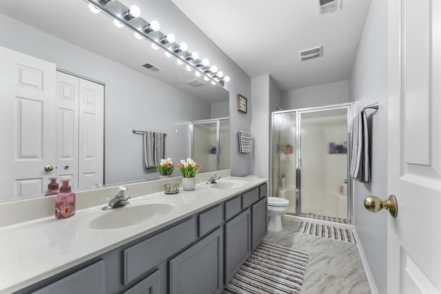 1028 Wynnfield Ct Unit C, Elgin, IL 60120 - full bath featuring double vanity, a shower stall, and marble finish floors