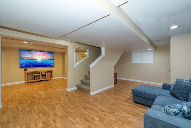 6S503 Bridlespur Dr, Naperville, IL 60540 - living room with light wood-style flooring, stairs, and recessed lighting