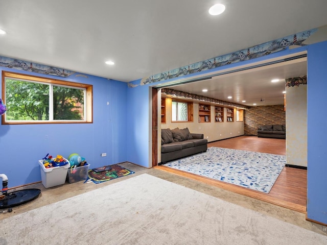 2019 Olde Mill Ln, Mchenry, IL 60050 - recreation room featuring plenty of natural light, recessed lighting, and wood finished floors