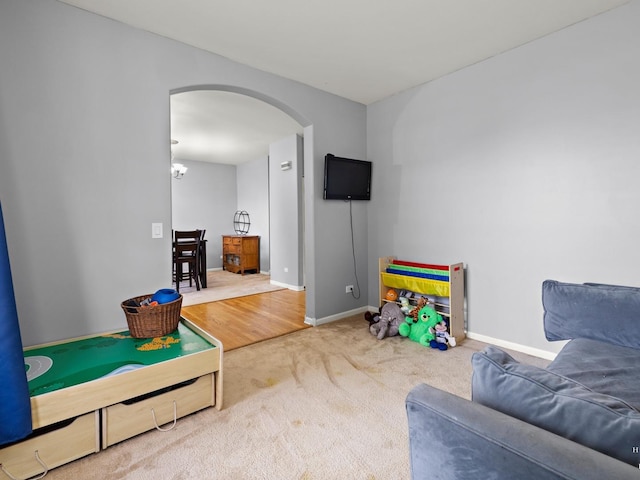 2019 Olde Mill Ln, Mchenry, IL 60050 - living area with arched walkways and carpet floors