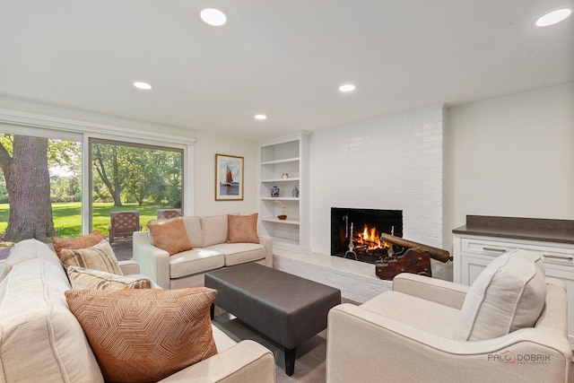 560 Golf Ln, Lake Forest, IL 60045 - living room with a fireplace, recessed lighting, and built in features