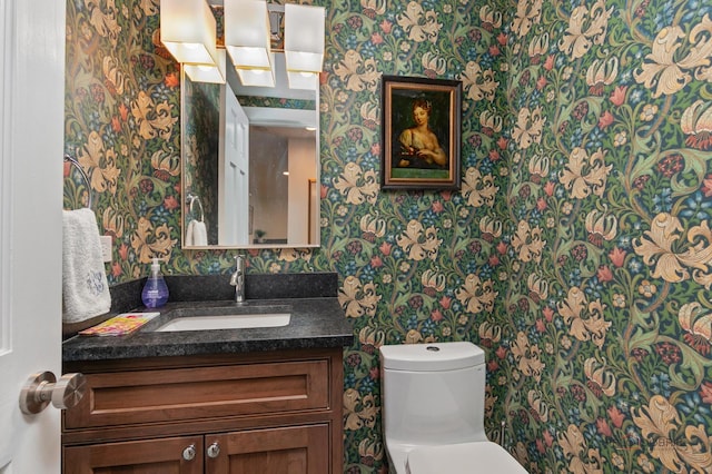 560 Golf Ln, Lake Forest, IL 60045 - bathroom with wallpapered walls, vanity, and a skylight