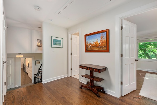 560 Golf Ln, Lake Forest, IL 60045 - corridor featuring attic access, an upstairs landing, and wood finished floors