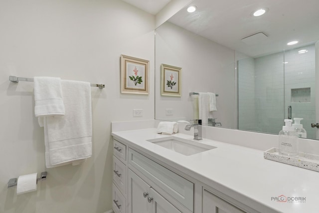 560 Golf Ln, Lake Forest, IL 60045 - full bathroom with vanity, a stall shower, and recessed lighting