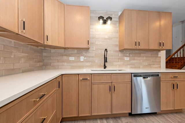 12123 S 72nd Ct, Palos Heights, IL 60463 - kitchen featuring dishwasher, light brown cabinets, and light countertops