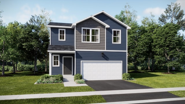 776 Waters Edge Blvd, Malta, IL 60150 - view of front of property featuring a garage, asphalt driveway, and a front lawn