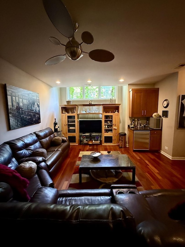 1621 W Le Moyne St Unit 1W, Chicago, IL 60622 - living area featuring dark wood finished floors and ceiling fan