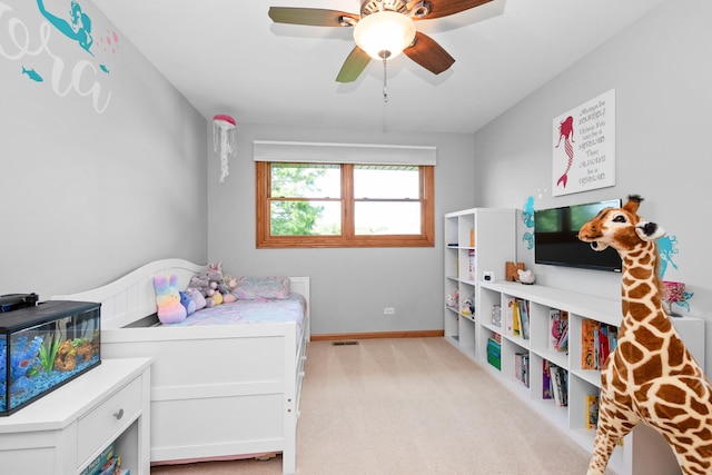 8648 Carriage Ln, Tinley Park, IL 60487 - bedroom featuring light colored carpet and ceiling fan