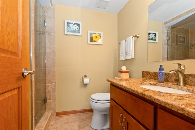 8648 Carriage Ln, Tinley Park, IL 60487 - bathroom with vanity, a stall shower, and tile patterned flooring