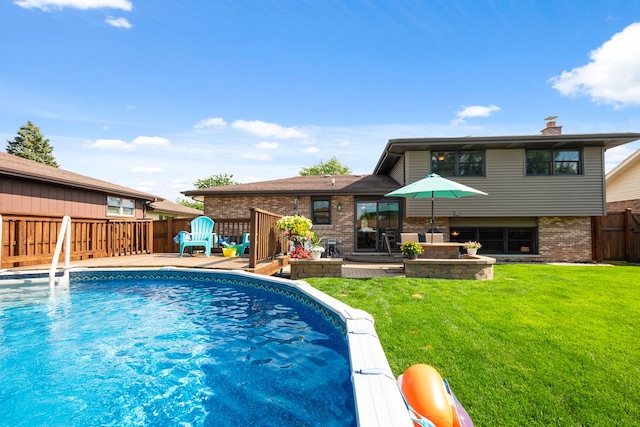8648 Carriage Ln, Tinley Park, IL 60487 - view of swimming pool featuring a fenced backyard and a deck