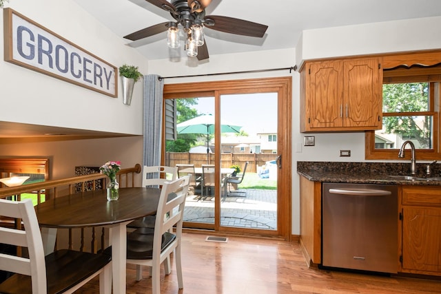 8648 Carriage Ln, Tinley Park, IL 60487 - dining area featuring light wood-type flooring and ceiling fan