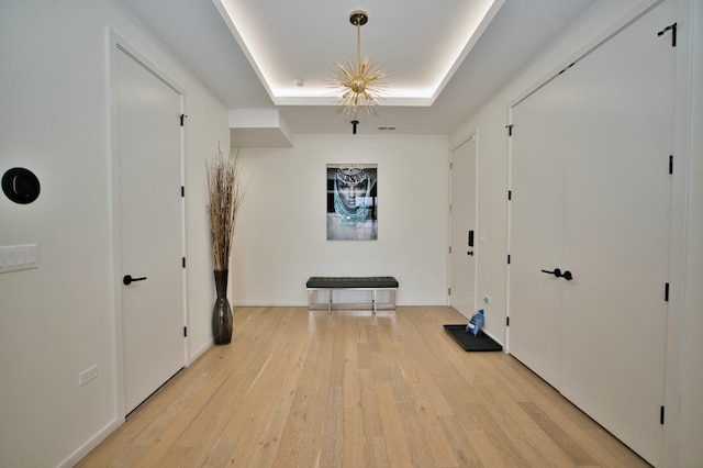 522 N Western Ave Unit 201, Chicago, IL 60612 - foyer entrance with a raised ceiling and light wood finished floors