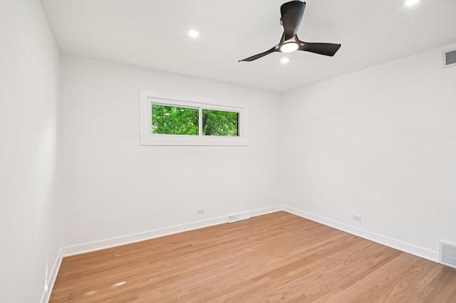 8127 Gross Point Rd, Morton Grove, IL 60053 - empty room with ceiling fan, light wood-type flooring, and recessed lighting