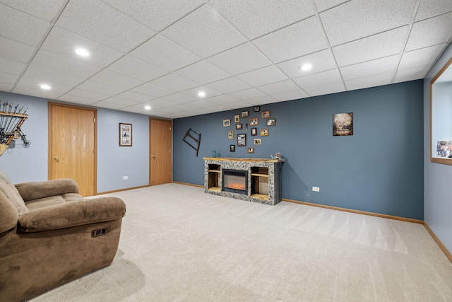 504 N Reef Rd, Lockport, IL 60441 - carpeted living area featuring recessed lighting and a glass covered fireplace