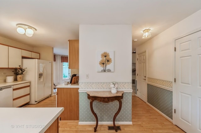 1808 N Normandy Ct, Arlington Heights, IL 60004 - kitchen with white appliances, light wood-type flooring, and light countertops