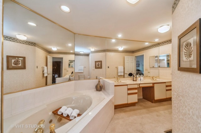 1808 N Normandy Ct, Arlington Heights, IL 60004 - full bath featuring a whirlpool tub, vanity, and recessed lighting