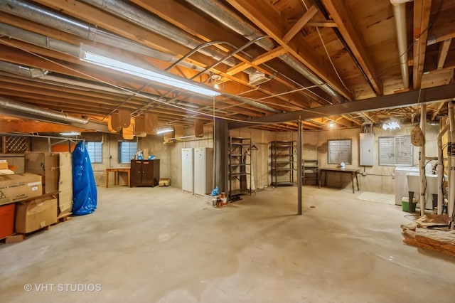 1808 N Normandy Ct, Arlington Heights, IL 60004 - unfinished basement featuring washer / dryer and electric panel