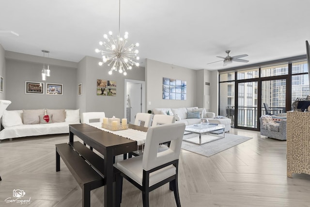 233 E 13th St Unit 2402, Chicago, IL 60605 - dining room with ceiling fan and a chandelier