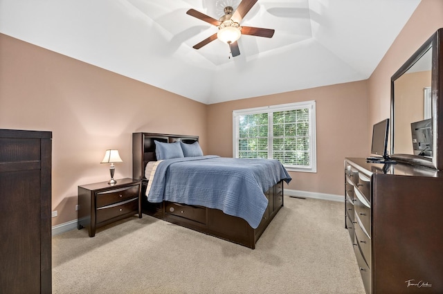 4037 Main St, Downers Grove, IL 60515 - bedroom featuring light carpet, ceiling fan, and vaulted ceiling