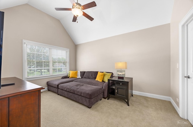 4037 Main St, Downers Grove, IL 60515 - living area with a ceiling fan, light colored carpet, and lofted ceiling